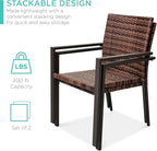 Best Choice Products Set of 2 Stackable Outdoor Wicker Dining Chairs All-Weather Firepit Armchair w/Armrests, Steel Frame for Patio, Deck, Garden, Yard - Light Brown - Image 4