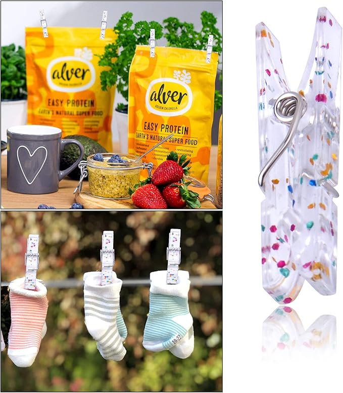 Aylifu 100pcs Transparent Plastic Clothespins Clips Glittering Photo Paper - Image 7
