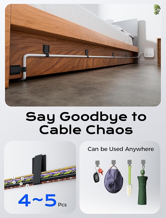 Adhesive Wire Management, Adjustable Cable Straps, Sticky-Back Cord Organizer - Image 4