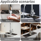 Kitchen Sink Splash Guard，Black cat hiding in jungle Faucet Mat Sink - Image 7