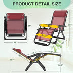 Suteck Oversized Zero Gravity Chair, 29In XL Outdoor Recliner Chair w/Removable Cushion&Headrest, Camping Lounge Chair w/Upgraded Lock&Footrest, Reclining Patio Chairs for Indoor Outdoor,500LBS - Image 2