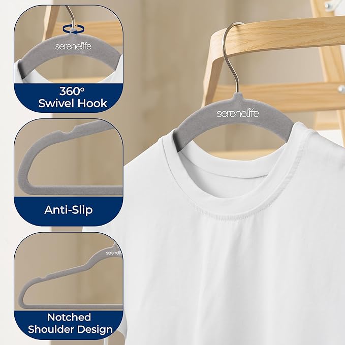 SereneLife 50 Pack Velvet Hangers - Image 5