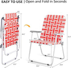 VINGLI Patio Lawn Webbed Folding Chairs Outdoor Beach Portable Camping Chair for Yard, Garden (2, Red, Oversized) - Image 3