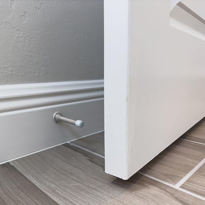 Prime-Line MP10126 Door Stop, 4 In. Reach, Spring Steel, Satin Chrome, Heavy - Image 3