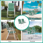 VINGLI Patio Lawn Webbed Folding Chairs Set of 2, Outdoor Beach Chair Portable Dining Chair for Outdoor Yard, Garden (Dark Green, Classic) - Image 7