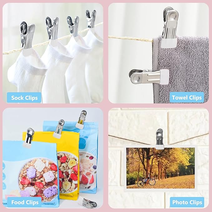 Clothes Pins for Hanging Clothes, 32 Pack White Stainless Steel Clothespins for - Image 4