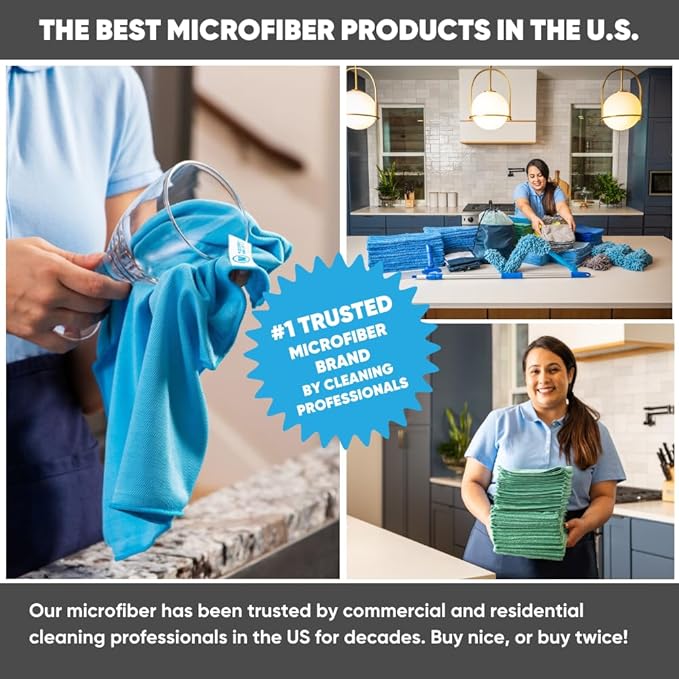 Blue Microfiber Shop Towels | MWipes Reusable Shop Rags | 50 Rags in a Box | - Image 6