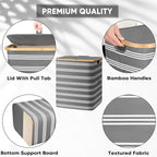 BALEINE Laundry Hamper with Lid, Tall Laundry Baskets with Bamboo Pull Handles - Image 3