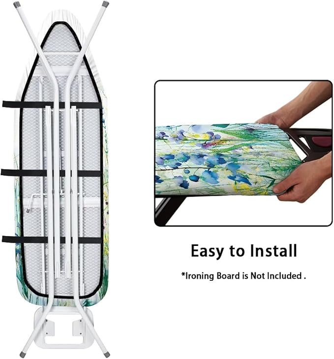 ZDCUSTOM Blue Flower Ironing Board Cover Iron Board Replacement Cover Resist - Image 4