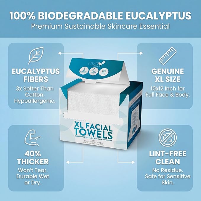 Disposable Face Towels XL 10x12-100% Viscose Eucalyptus Biodegradable Clean - Image 6