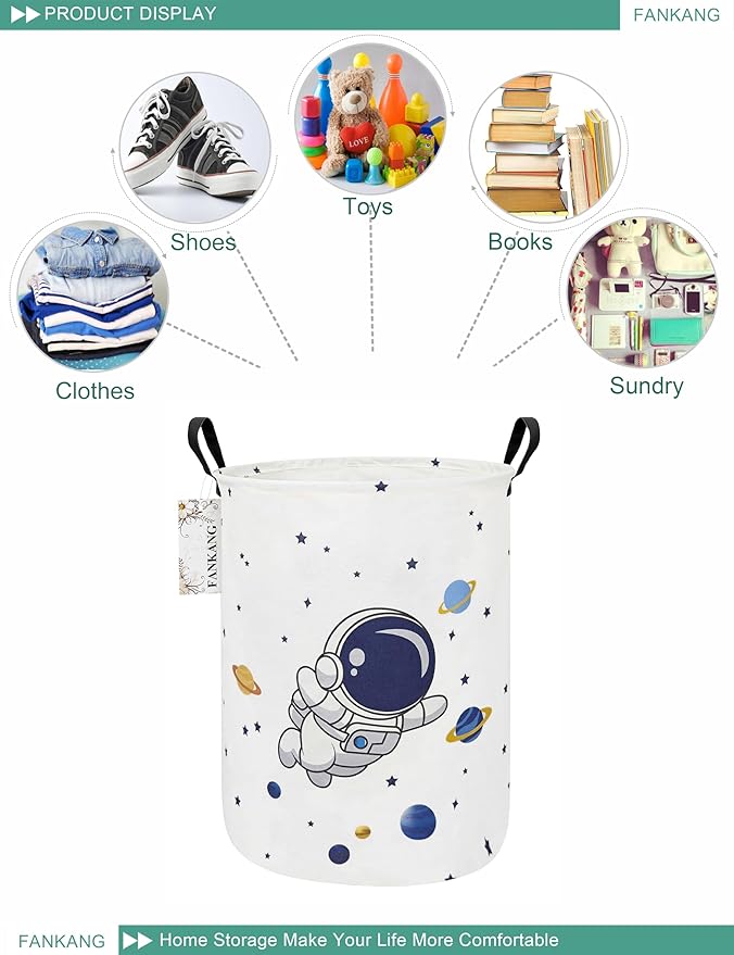 FANKANG Storage Basket, Nursery Hamper Canvas Laundry Basket Foldable - Image 5