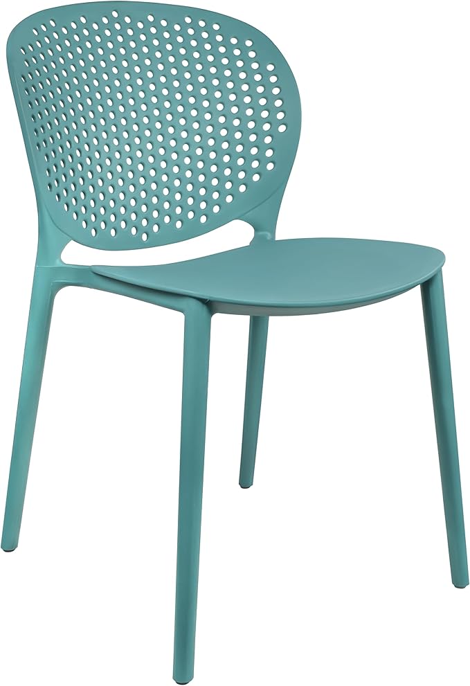 2xhome Set of 3 Patio Dining Chairs | Modern Stackable Outdoor Pool Side Chair | Weather Resistant Plastic for Yard, Porch, Balcony, Kitchen, Teal - Image 7