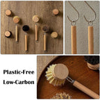 Bamboo Dish Brush with Handle, 1 Sturdy Wooden Handle with 3 Natural Bristle - Image 5