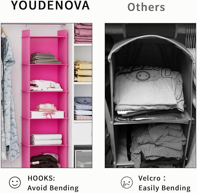YOUDENOVA Hanging Closet Organizer, 6-Shelf Closet Hanging Shelves - Image 4