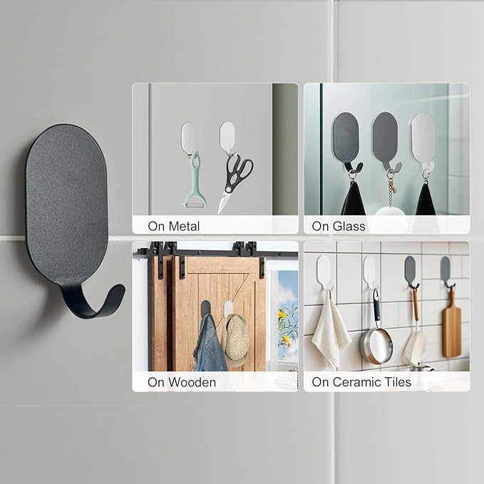 Sticky Adhesive Hooks for Hanging, Stainless Steel Hooks, Key Hooks, Towel Hooks - Image 7