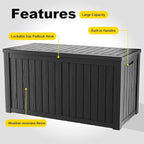 DRATO 180 Gallon Outdoor Storage Box, Large Waterproof Deck Box, Lockable Resin Storage Container with Reinforced Support for Patio Cushions, Garden Tools, UV-Resistant Outdoor Chest（Black，180 Gallon） - Image 5