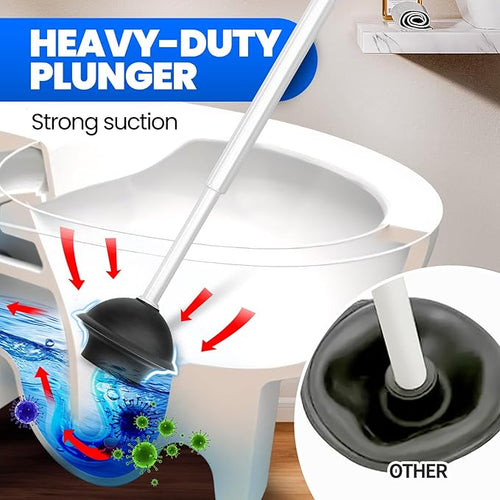 2 in 1 Toilet Brush and Plunger Set, Extended Handle Plunger, Toilet Bowl Brush - Image 2