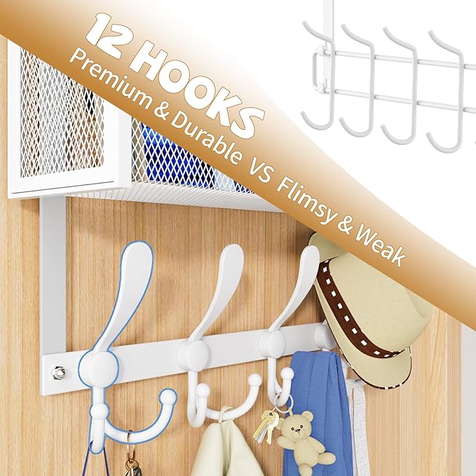 Over The Door Hooks Organizer, Coat Rack Over The Door Storage Hanger Towel Rack - Image 3