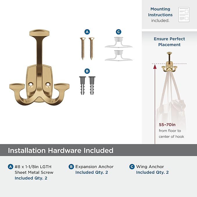 Amerock H37004CZ | Vicinity Triple Prong Decorative Wall Hook | Champagne - Image 5
