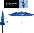 Yaheetech 3 Tier Patio Umbrella 10ft Vented Outdoor Large Market Table Umbrella with 8 Sturdy Ribs and 1.5" Umbrellla Pole, Double-layer Cloth & Push-button Tilting & Crank for Pool/Garden/Lawn Blue - Image 7