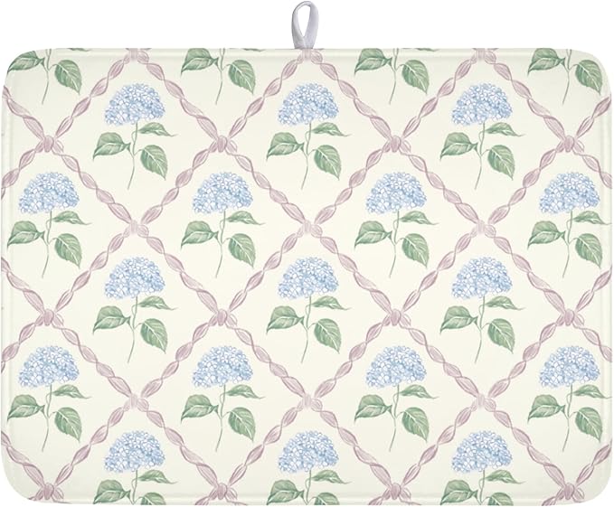 Hydrangea Floral Dish Drying Mat by Kawani