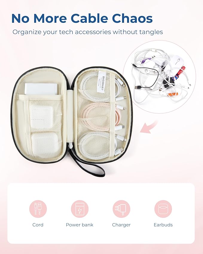 BAGSMART Travel Cord Organizer Electronics Case, Puffer Cable Organizer Bag - Image 2