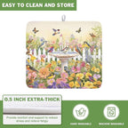 Spring Summer Floral Birds Dish Drying Mat - Image 5