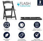 Flash Furniture Hercules Series Folding Chair - Black Resin - 2 Pack 800LB Weight Capacity Comfortable Event Chair - Light Weight Folding Chair - Image 3