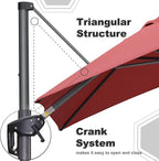 PURPLE LEAF 9' X 11.5' Square Cantilever Umbrella Patio Umbrella with Base Outdoor Umbrella Aluminum Offset with 360-degree Rotation for Garden Deck Pool Patio Terra - Image 6