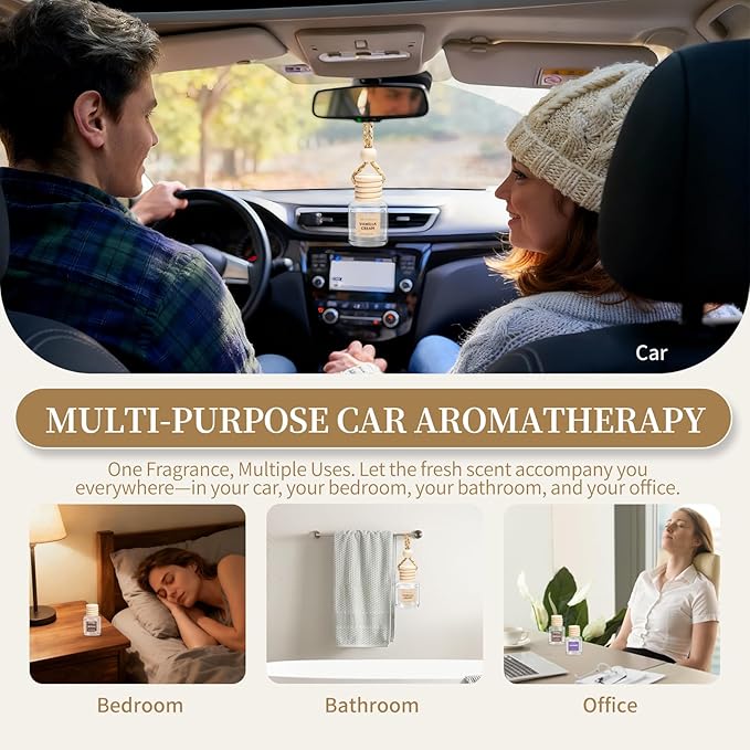 Car Air Freshener 6 Pack, Vanilla Cream, Mahogany & Lavender 3 Natural Scent - Image 9