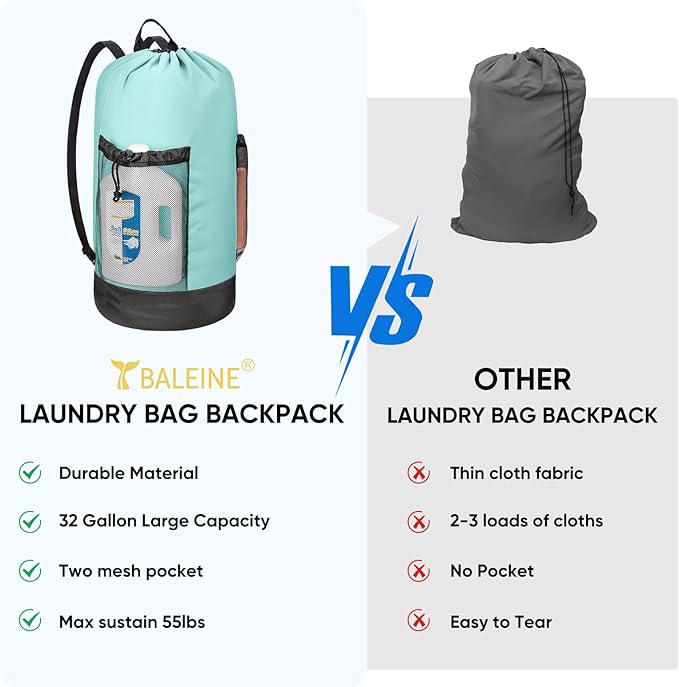 BALEINE 150L Laundry Bag Backpack, 900D Oxford Fabric Large Travel Laundry Bags - Image 5