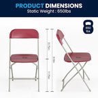 Flash Furniture Hercules Series Plastic Folding Chair - Red - 4 Pack 650LB Weight Capacity Comfortable Event Chair-Lightweight Folding Chair - Image 2