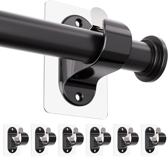 ANDGOO 6 Pack No Drill Curtain Rod Brackets, Renter Friendly Self Adhesive by ANDGOO