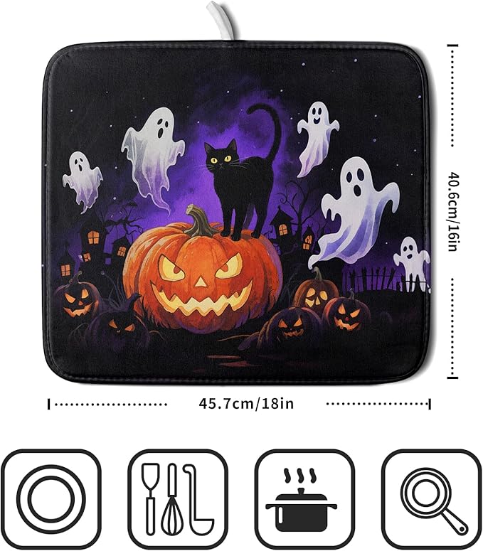 Halloween Ghost Pumpkin Dish Drying Mat - Image 2