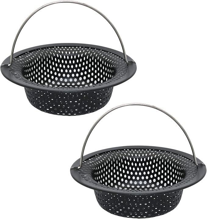 2 Pcs Black Kitchen Sink Drain Strainer by BERYLER