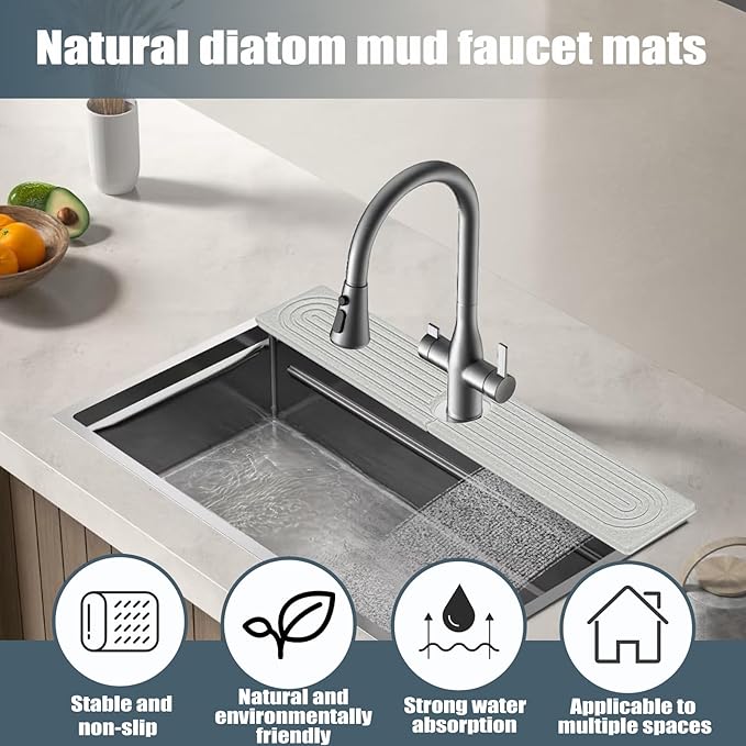 Stargaz Faucet Mat For Kitchen Sink，Sink stone quick dry around faucet - Image 2