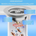 2 Pcs 3 in 1 Kitchen Sink Drain Strainer, Universal Stainless Steel Kitchen - Image 4