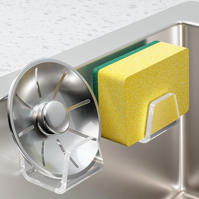 NiHome Clear Acrylic Kitchen Sink Sponge Holders 2PCS - Image 2