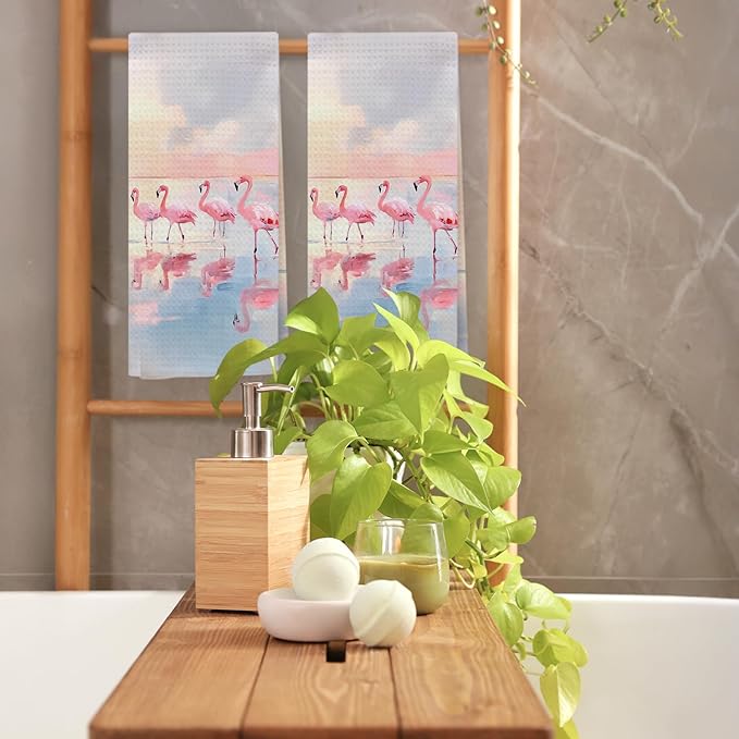 Watercolor Pink Flamingo Kitchen Towels, Flamingo Gifts - Image 7