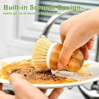 SUBEKYU Bamboo Dish Brush, Kitchen Dish Scrubber Brush, Natural Wooden - Image 3