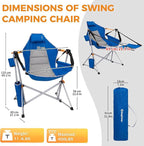 KingCamp Hammock Chair with Footrest – Heavy Duty Swinging Rocking Camping Chairs for Adults up to 400lbs, Folding Portable Oversized Rocker with Cup Holder & Pillow for Outdoor Beach Lawn RV Sports - Image 2