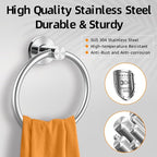 Brushed Silver Towel Ring 2Pack, SUS304 Stainless Steel Hand Towel Holder - Image 2