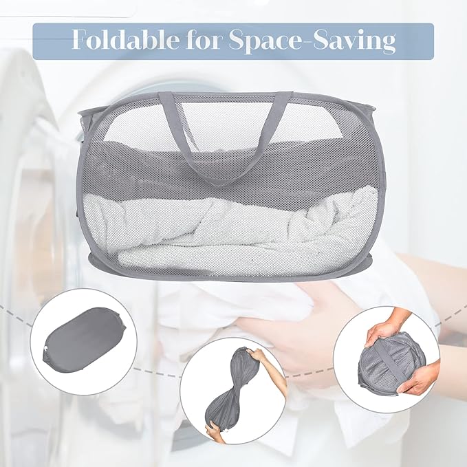2 Pcs Durable Collapsible Laundry Baskets - Image 3