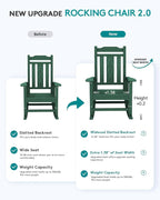 SERWALL Outdoor Rocking Chair Set of 4, Patio Rocking Chairs Set, HDPE Rocking Chair Outdoor for Adults, Heavy Duty Front Porch Rocker, Green - Image 4