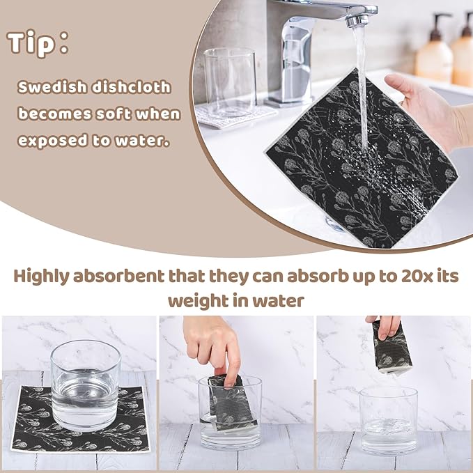 6 Pack Swedish Dishcloths for Kitchen, Swedish Rags Dish Towels - Image 3