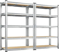 REIBII Garage Shelving, 5 Tier Storage Shelves Load 2400LBS, Adjustable Garage Shelving Heavy Duty, Metal Shelves Unit with Waterproof Columns, 35.5" W x 11.9" D x 72" H, Galvanized, 2 Pack by REIBII