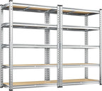 REIBII Garage Shelving, 5 Tier Storage Shelves Load 2400LBS, Adjustable Garage Shelving Heavy Duty, Metal Shelves Unit with Waterproof Columns, 35.5" W x 11.9" D x 72" H, Galvanized, 2 Pack by REIBII