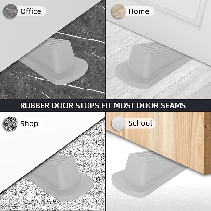 4 Pack Premium Rubber Door Stoppers Wedge, Door Stops - Image 2