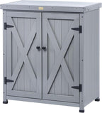 HABAU Outdoor Storage Cabinets Weatherproof for Patio, Garden Work Bench with Shelves & Metal Tabletop, Wooden Potting Table Workstation by HABAU