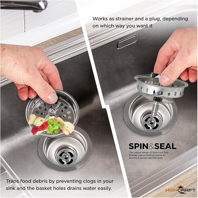 Highcraft 9763 Kitchen Sink Stainless Steel Drain Assembly - Image 4